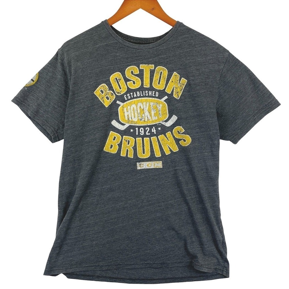 NHL Boston Bruins Graphic T Shirt Mens L Charcoal Gray NHL Hockey Vintage